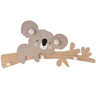 Dziecięcy wieszak z 3 haczykami Koala Wykonany z płyty mdf imitującej drewno, ozdobne haczyki, funkcjonalny i stylowy dodatek do pokoju dziecięcego o wymiarach: 48x25 cm