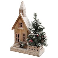 Domek świąteczny z choinką Led 44 cm