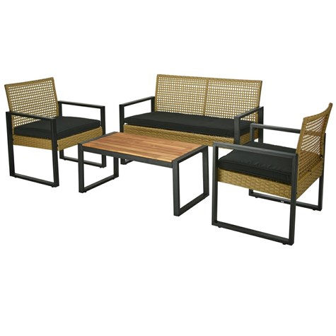Zestaw mebli ogrodowych pleciony rattan 4 el.