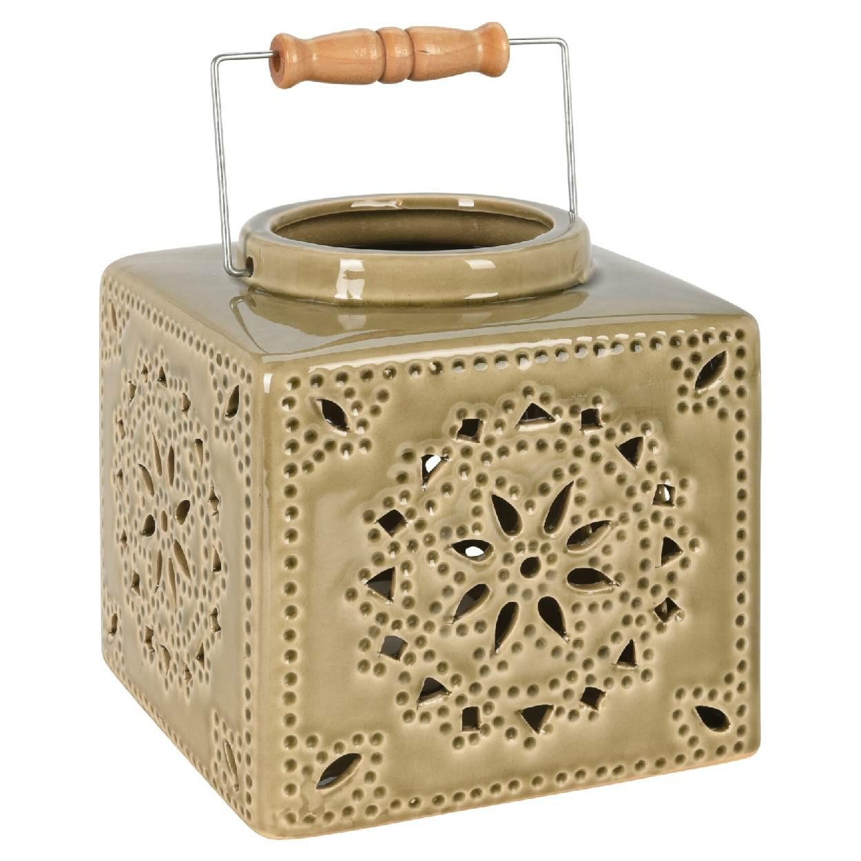 Lampion ceramiczny – kolor oliwkowy