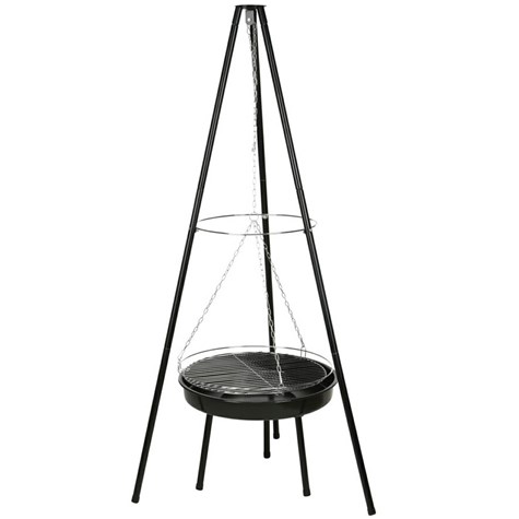 Wiszący grill ogrodowy na trójnogu 151 cm