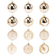 Bombki choinkowe szklane złote połyskujące 12 szt. 8 cm