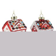 Bombki choinkowe domek z piernika 12 szt. 8 cm