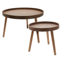 Zestaw 2 stolików bocznych brązowych