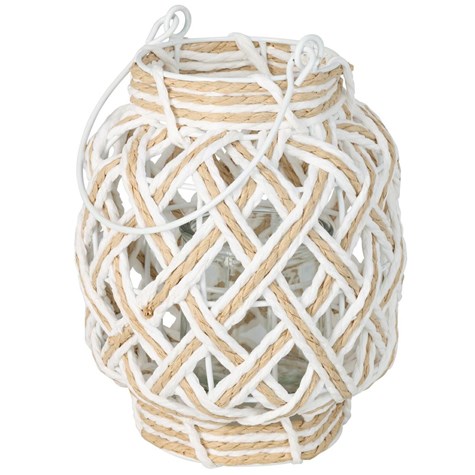 Pleciony lampion ze szklanym wkładem 16xh20 cm