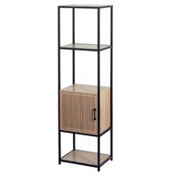 Regał wysoki czarny metal i drewno 43x33x153 cm