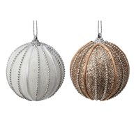 Bombki choinkowe brokatowe w paski 12 szt. ?8 cm