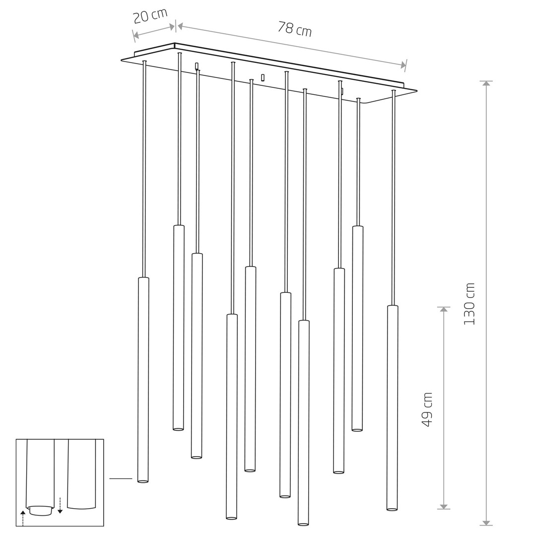 Lampa wisząca LASER czarna 10xG9