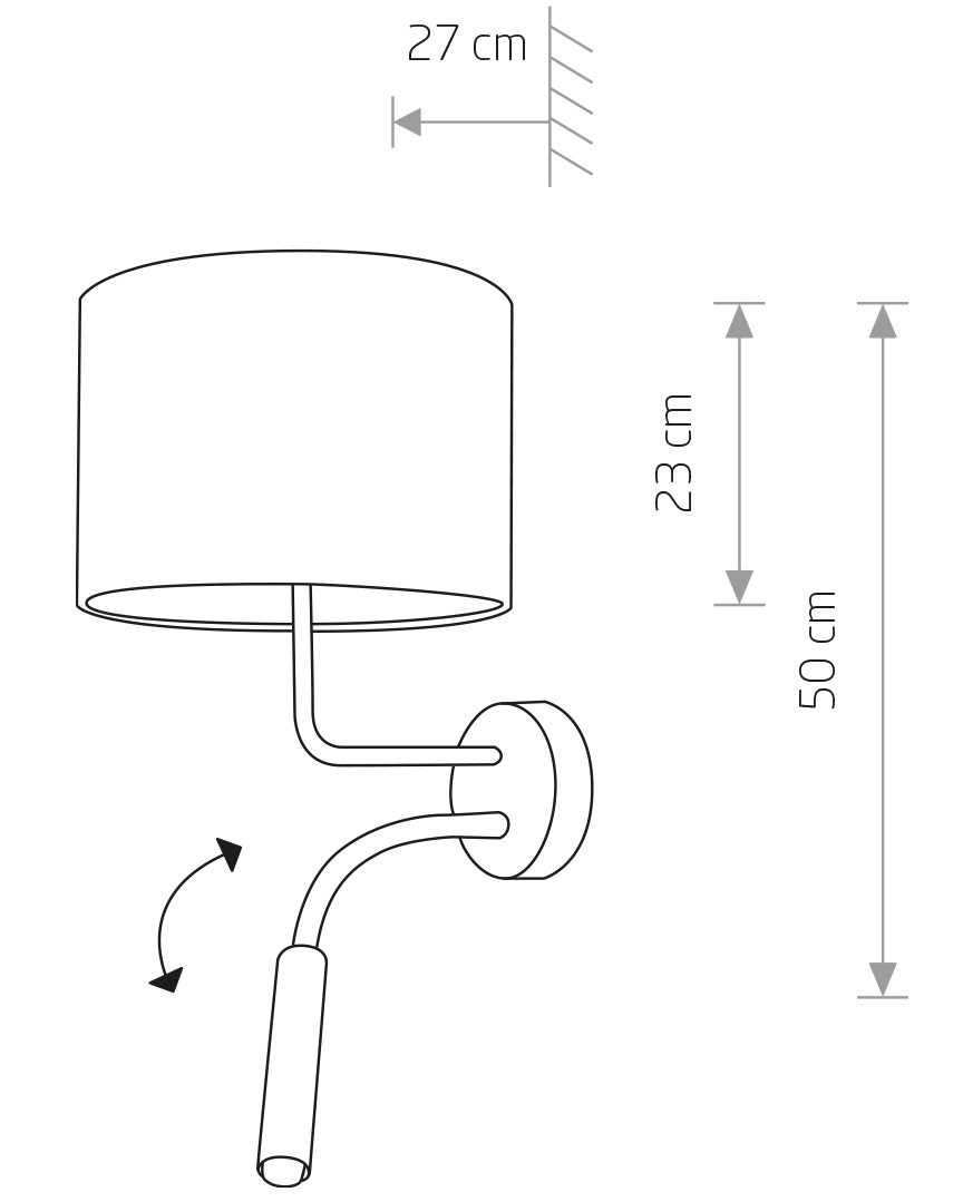 Kinkiet z włącznikiem HOTEL PLUS szary LED