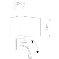 Kinkiet z włącznikiem HOTEL szary flex Led