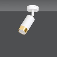 Lampa sufitowa led HIRO 1 biało złota Efektowna lampa sufitowa w kolorze biało złotym, loftowa, industrialny regulowany spot design, idealna do salonu, biura, kuchni.
