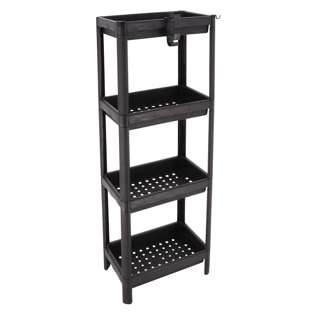 Regał łazienkowy Enes czarny 4-poziomowy