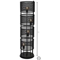 Lampa Podłogowa RIM Czarny Metalowy Klosz 4xE27 120cm