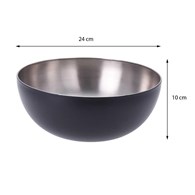 Misa patera stal nierdzewna czarna 24 cm Wykonana ze stali nierdzewnej, elegancka miska pokryta z zewnątrz matowym, czarnym lakierem o wymiarach: 24x10 cm