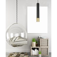 Lampa wisząca Sopel czarno złota glamour Wykonany z metalu, nowoczesna i industrialna lampa wisząca w kolorze czarno złotym