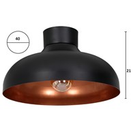 Lampa Sufitowa BASCA Czarny Miedziany Metalowy Klosz 1xE27 40cm