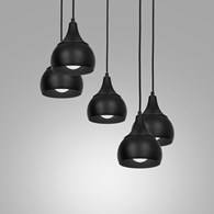Lampa Wisząca AKTAN Czarny Metalowy Klosz 5xE27