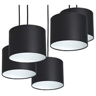 Lampa Wisząca ARDEN Czarny Biały Abażur 5xE27