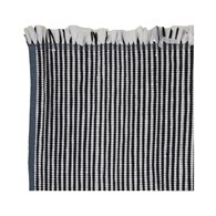 Dywan z frędzlami Boho biało czarny 70cm Pleciony, prostokątny dywan ozdobiony frędzlami wykonany z poliestru o wymiarach 70x40 cm
