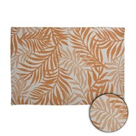 Dywanik bawełniany liście żółty 60x90 cm Bawełniany dywanik, zdobiony wzorem liści, prostokątny kształt i oryginalna kolorystyka, idealny na łazienki, kuchni czy na taras