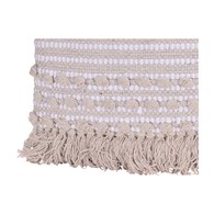 Poduszka w stylu Boho wzór 1 Wykonana z grubej bawełny i sznura, ozdobiona frędzlami, naturalna kolorystyka, idealny dodatek do wnętrz urządzonych w stylu boho, etno, hamptons oraz skandynawskim, wymiar 45x45 cm