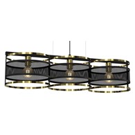 Lampa Wisząca RIM Czarny Złoty Metalowy Klosz 3xE27