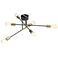 Lampa Sufitowa FLAME Czarny Złoty 6xE27