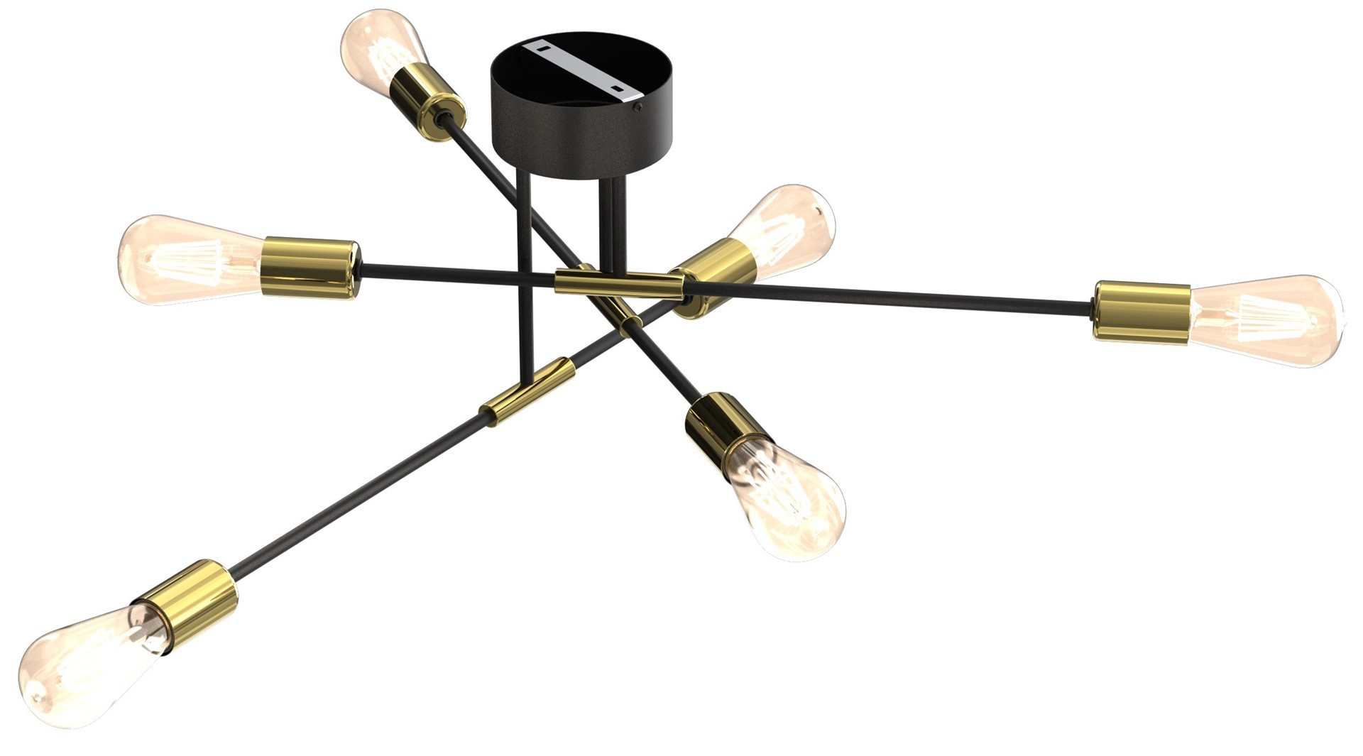Lampa Sufitowa FLAME Czarny Złoty 6xE27
