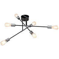 Lampa Sufitowa FLAME Czarny Srebrny 6xE27