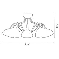 Lampa Sufitowa ANTICA Złoty Czarny Szklany Klosz 5xE27