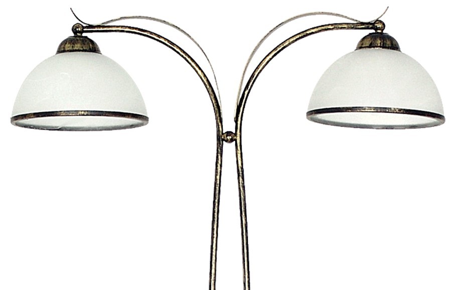 Lampa Podłogowa KORFU Brązowy Złoty Szklany Klosz 2xE27 168cm