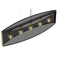 Lampa Wisząca KAGA Czarny Złoty Metalowy Klosz 5xE27