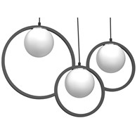 Lampa Wisząca EXPO Czarny Srebrny Szklany Klosz 3xE27