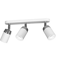 Nowoczesna lampa sufitowa biała Reno x3 Wykonany z metalu, potrójny punkt świetlny w kolorze białym spotlight z elementami chromowanymi