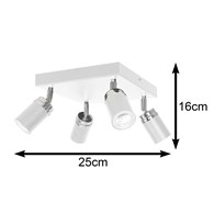 Nowoczesna lampa sufitowa biała Reno x4 Wykonany z metalu, poczwórne punkty świetlne w kolorze białym spotlight z elementami chromowanymi