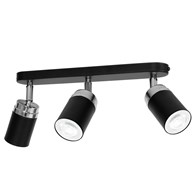 Nowoczesna lampa sufitowa czarna Reno x3 Wykonany z metalu, potrójny punkt świetlny w kolorze czarnym spotlight z elementami chromowanymi