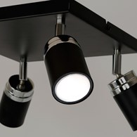 Nowoczesna lampa czarno złota Reno x3 Wykonany z metalu, potrójny punkt świetlny w kolorze czarno złotym Spotlight z elementami złoconymi