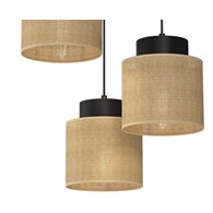 Lampa Wisząca JUTE Czarny Beżowy Abażur 3xE27 Plafon