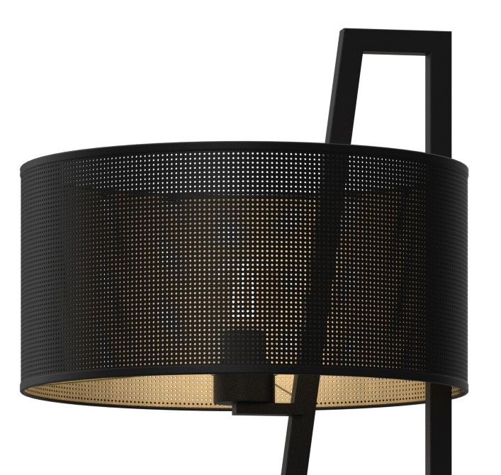 Lampa Podłogowa LOFT SHADE Czarny Złoty Klosz z Tworzywa 1xE27 150 cm
