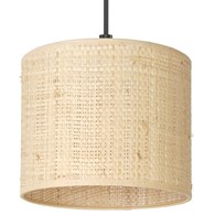 Lampa Wisząca RATTAN Czarny Beżowy Abażur 1xE27 18cm