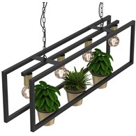 Lampa Wisząca z kwietnikiem FLORES Czarny Złoty 4xE27 Zestaw z doniczkami