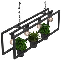 Lampa Wisząca z kwietnikiem FLORES Czarny 4xE27 Zestaw z doniczkami