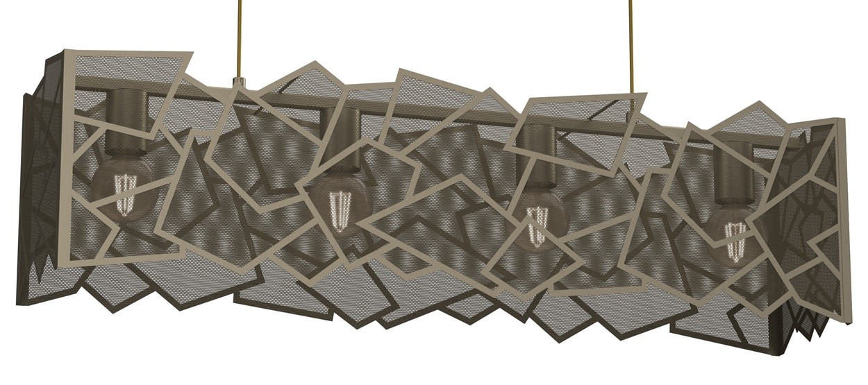 Lampa Wisząca CAMO Złoty Szary Metalowy Klosz 4xE27