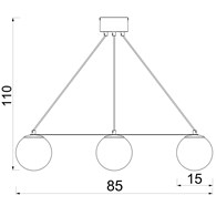 Lampa Wisząca BALLO Czarny Szklany Klosz 3xE27