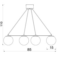 Lampa Wisząca BALLO Czarny Złoty Szklany Klosz 4xE27