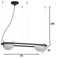 Lampa Wisząca BOLTI Czarny Złoty Szklany Klosz 2xE27