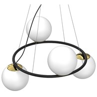 Lampa Wisząca BOLTI Czarny Złoty Szklany Klosz 4xE27 Koło