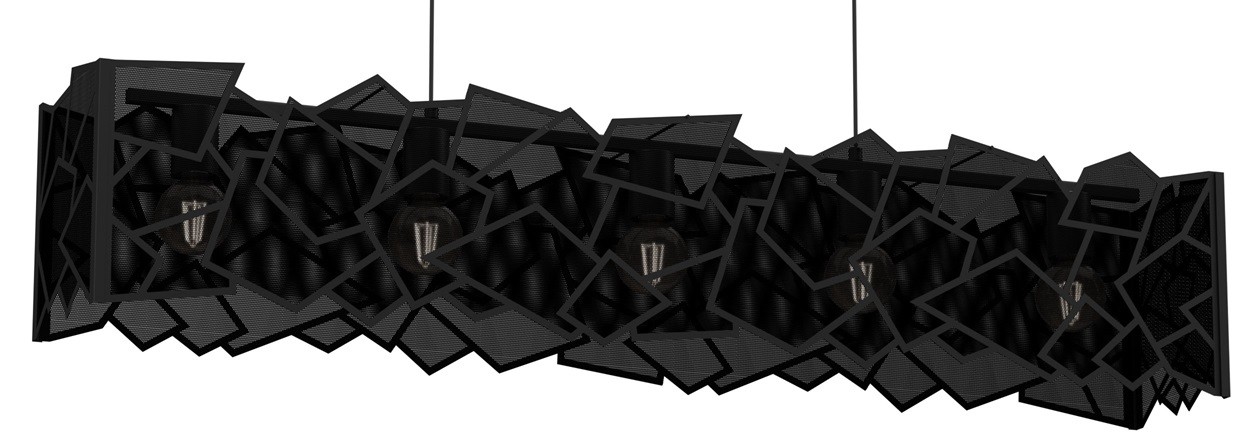 Lampa Wisząca CAMO Czarny Metalowy Klosz 5xE27