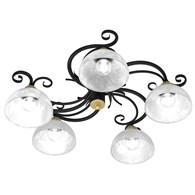 Lampa Sufitowa AURORA Czarny Złoty Szklany Klosz 5xE27