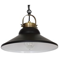 Lampa Wisząca IRON Czarny Biały Metalowy Klosz 1xE27 31cm